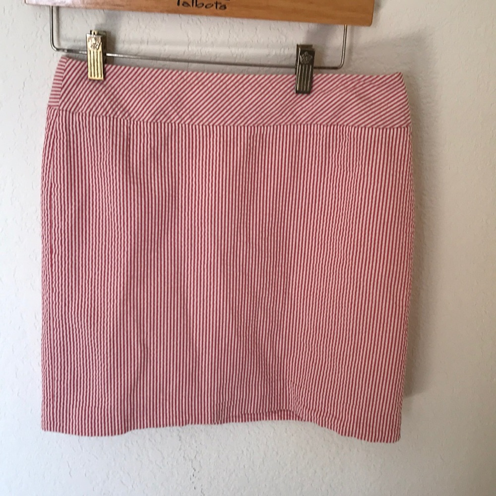 LL Bean Red Striped Pencil Skirt